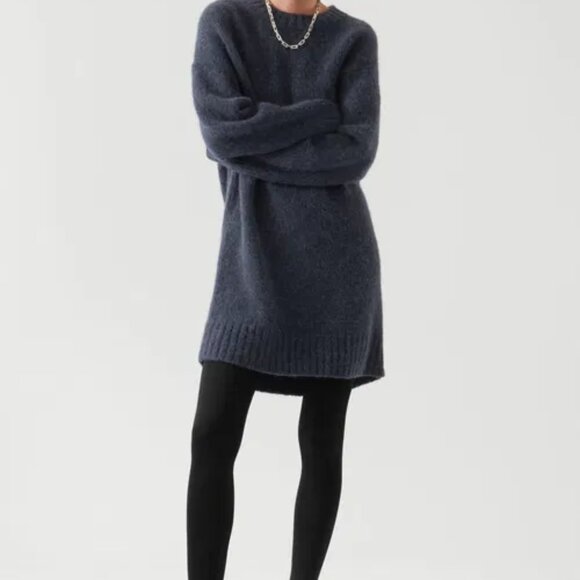 COS Sweater Dress Alpaca Wool Blue Minimalist Gorpcore Quiet Luxury Grunge sz XS - Picture 2 of 8